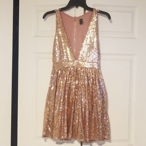 Rose gold sequin mini dress